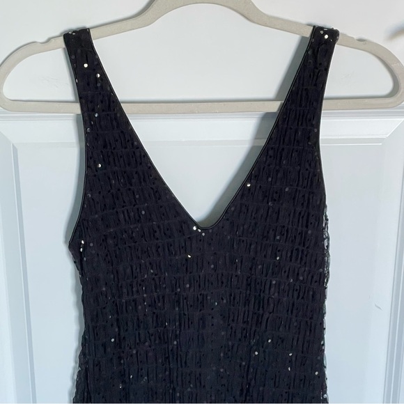 RALPH Ralph Lauren Black Vintage V-neck Sequin Sleeveless Dress 35693 - Picture 3 of 10
